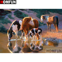 HOMFUN Full Square/Round Drill 5D DIY Diamond Painting "Horse scenery" Cross Stitch 5D Home Decor A01234 2024 - buy cheap