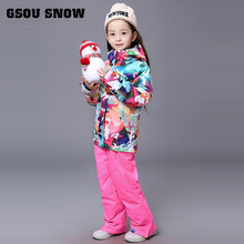 Gsou-traje de esquí para niños de nieve, chaqueta de esquí para niños o niñas, pantalones de Snowboard gruesos a prueba de viento, conjunto de traje impermeable 2024 - compra barato