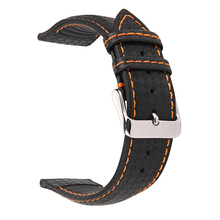 Beafiry pulseira de relógio 20mm 22mm, couro legítimo preto laranja e vermelho com costura de fibra de carbono, pulseira esportiva 2024 - compre barato