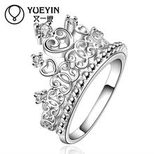 Новый Дизайн посеребренные палец кольцо для леди Корона Европейский Стиль Циркон кольцо модные свадебные посеребренный Свадебные украшения R629 2024 - купить недорого