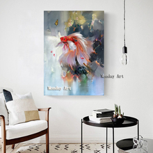 Pintura abstracta china tradicional hecha a mano, imagen artística de pared de peces Koi para sala de estar, decoración del hogar sin marco 2024 - compra barato