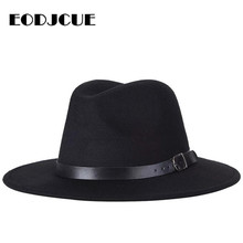 2019 Women Men Wool Fedora Hat Gentleman Elegant Lady Winter Autumn Wide Brim Jazz Church Panama Sombrero Cap 2024 - buy cheap