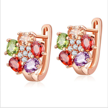 Garnet Morganite Peridot Crystal Zircon Rose Gold Ear Jewelry Hoop Huggie Earring M01-ER0298 2024 - buy cheap