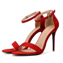 Women's Sandals High Heels Shoes Summer Ankle Strap Gladiator Sandals Open Toe Sexy Party Shoes Red Wedding Shoes H0052 2024 - buy cheap