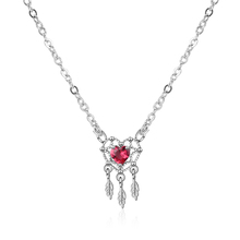 KOFSAC Fashion 925 Silver Necklaces For Women Charm Red Crystal Dream Love Heart Pendant Necklace Valentine's Day Jewelry Gifts 2024 - buy cheap