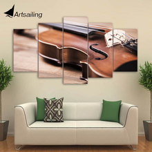 Lienzo impreso en HD de 5 piezas, pintura de violín, instrumento de música clásica, imágenes de pared para sala de estar, envío gratis, CU-1638C 2024 - compra barato