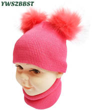 New Autumn Winter Crochet Children Hat Scarf Baby PomPom Ball Hat Girls Beanies Caps Toddlers Scarf Kids Boys Beanies Hats 2024 - buy cheap