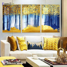 Abstract Green Forest Gold Lucky Tree Canvas Art Plant Poster HD Painting On The Wall For Living Room Fashion Cuadros Decoracion 2024 - buy cheap