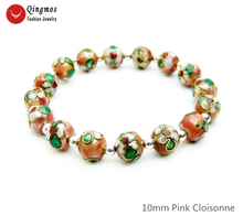 Qingmos модный браслет для женщин с 10 мм круглыми розовыми бусинами, ювелирный браслет 7,5 ", китайская особенность bra466 2024 - купить недорого