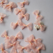 CB2-4 30pcs Cute Transparent Pink Fabric Bow Shape Nail Art Decoration Outlooking 2024 - buy cheap