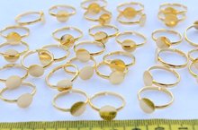 250pcs adult use Adjustable Gold Tone Rings with Glue Pad 8mm wholesale lead and nickle free 2024 - buy cheap