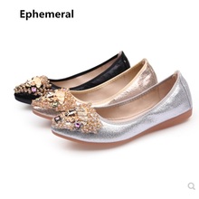 Ladies Folding Shoes Ballet Luxury Jewelry Flats For Dancing Pointed Toe Soft Sole With Box Super Plus Size For Wide Foot 45 33 2024 - buy cheap