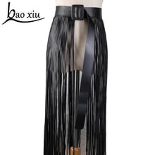 Long tassel Boho Fringe wide belt ladies personality leather black belt women fashion trend All Matching Waist Ladies Belts 2024 - buy cheap