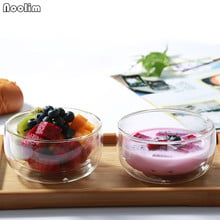 NOOLIM 1 Pcs Double Layer Transparent Glass Bowl Ice Cream Heatproof Salad Dinnerware 2024 - buy cheap
