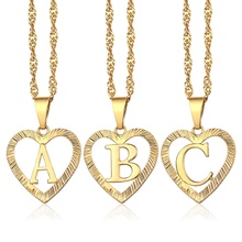 Initial Letter A Z Pendant Necklaces for Women Love Heart Shaped Yellow Gold Filled Swirl Chain Alphabet Necklace Jewelry LGPM25 2024 - buy cheap