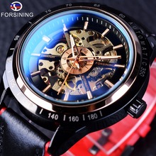 Forsining 2017 Racing Fashion Design Leather Belt Transparent Case Sport Men Automatic Watch Top Brand Luxury Mechanical Clock 2024 - buy cheap