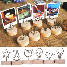 Home Living Creative Round Wooden Iron Photo Clip Memo Name Card Pendant Furnishing Articles Picture Frame Message Wooden Clips 2024 - buy cheap