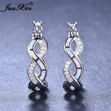 Cute Female Big Infinity Hoop Earrings Unique Style Boho Fashion White Blue Fire Opal Earrings For Women Bride Wedding Jewelry 2024 - buy cheap