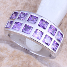 Marvelous Purple Cubic Zirconia Silver Plated  Women's Jewelry Ring Size 6 / 7 / 8 / 9 R1206 2024 - buy cheap