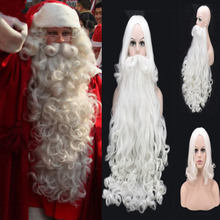 High Quality Christmas Cosplay Wig Beard Santa Claus White Curly Long Synthetic Hair for women men Halloween Party Cosplay Prop 2024 - buy cheap