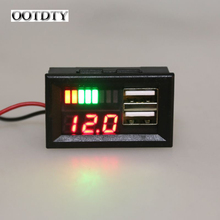 OOTDTY LED Digital Display Voltmeter Mini Voltage Meter Volt Tester Panel For DC 12V Cars Motorcycles Vehicles USB 5V2A output 2024 - buy cheap