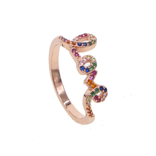 Sdzstone anel de cobre rosa e dourado, joia feminina com letras para casamento, noivado e zircônia colorida 2024 - compre barato