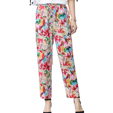 New 2019 summer style Pants women vintage print loose pants Elastic waist Ankle-length trousers  Pants female Plus size 2024 - buy cheap