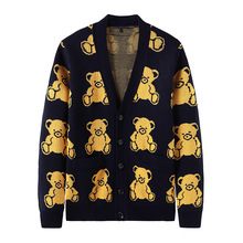 New 2021 men Luxury Embroidered Bears Knit Casual Sweaters Cardigan Asian Plug Size High quality Drake #J69 2024 - buy cheap