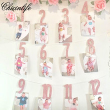 Chicinlife number 1-12 Months Photo banner Garland Signs Banner First birthday Party baby shower Photo Booth Props decoration 2024 - buy cheap