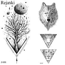 Rejaski Black Planet Tree Branch Temporary Tattoo Stickers Women Moon Water Transfer Tatoo Men Body Arm Wolf Fake Star Tattoos 2024 - buy cheap