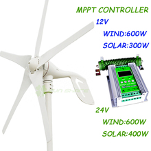 400w Max power 600w small wind generator+1000w MPPT wind solar hybrid charge controller(For 600w wind turbine+400w solar panel) 2024 - buy cheap