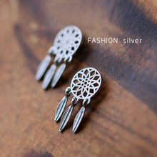 New Fashion Sterling Silver Bohemia Nationality Indian Feather Dream Catcher Dreamcatcher Stud Earrings For Women Jewelry 2024 - buy cheap