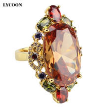 LYCOON new elegant crown ring luxury orange crystal rings prong setting colorful  Cubic Zirconia beautiful women party ring 2024 - buy cheap