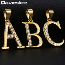 Womens Necklace Initial Letter A Z Yellow Gold Filled Letter Pendant Necklaces for Women Jewelry Paved Clear Rhinestones DGPM20 2024 - buy cheap