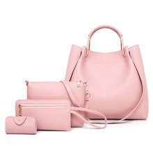 4 pçs/set Ombro Saco Balde Totes Bolsas Crossbody Sacos para as mulheres de Poliéster Único Moda Sólidos Versátil Macio saco das mulheres 2024 - compre barato