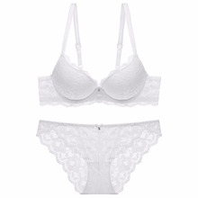 fashion lace sexy thin deep V-neck push up bra underwear hot-selling vintage solid color bra set 2018 3/4 Cup 70,75,80,85AB 2024 - buy cheap