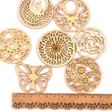 7pcs/lot 50mm Round Wood Slices Mix Butterfly Flower Pattern Handmade Wooden Crafts For Home Decoration DIY Scrapbooking M1800 2024 - buy cheap