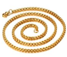 Rolo de colar de aço inoxidável/dourado, caixa de alta qualidade, corrente de 3mm 24 ''para mulheres e homens, joias 2024 - compre barato