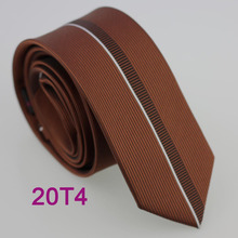 YIBEI Coachella ties Men's Slim Tie New Design Brown Vertical Stripes Microfiber Jacquard Woven Necktie Fashion SKinny Tie 2024 - buy cheap