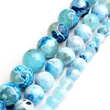 6 8 10mm Natural Stone Blue Fire Drogan Veins Agate 15 Inch Round Loose Beads for Jewelry Making Diy Bracelet Necklace Earrings 2024 - buy cheap