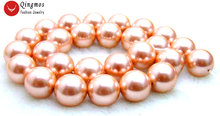 Qingmos 12mm Round Pink Sea Shell Pearl Beads for Jewelry Making DIY Necklace Bracelet Earring Accessories Loose Strands 15" 2024 - buy cheap