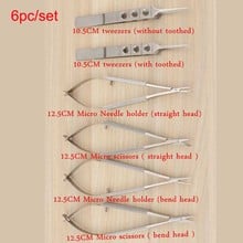 Tesoura + suporte de agulhas + pinças em aço inoxidável, 6 tamanhos de 12.5cm, instrumentos cirúrgicos oftálmicos microcirúrgicos 2024 - compre barato