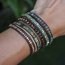 5 times Wrap Bracelet, Indian A-gate Crystal Beaded Mix Boho Beadwork Wrist Bracelet 2024 - buy cheap