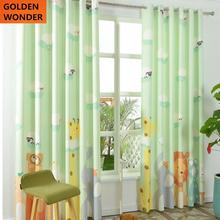 New Design Animal Kingdom Children Room Linen Curtain Cartoon Curtains For Living Room Green Curtain Sets Semi Shading 2024 - buy cheap