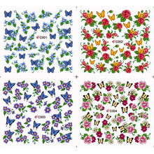 4 paquetes/lote de flores hierba y viñedo mariposa tatuajes de uñas pegatina agua pegatinas manicura C001-004 2024 - compra barato