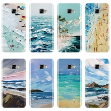 Capa de telefone para samsung galaxy c5 c7 c8 silicone macio arte praia azul oceano pintura capa traseira para samsung galaxy c5 c7 c9 pro 2024 - compre barato