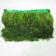 Wholesale!10Yards/lot!5-6cm height Ringneck Pheasant Plumage Feather  Fringe dyed green colour,feather Trimming For Crafting 2024 - buy cheap