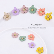 Newest 19*22MM Rubber Enamel Alloy Spring Flowers Charms DIY Ornament Accessories Oil Drop Earring Necklace Keyring Floral Charm 2024 - buy cheap