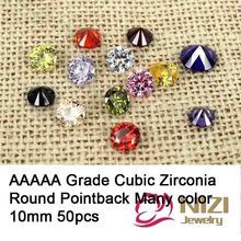 10mm 50 piezas preciosas cuentas de Zirconia cúbica para decoración de joyas redondas AAAAA grado pegamento en artesanías piedras pedrería 2024 - compra barato