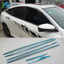 6PCS For Honda Civic Sedan 2016 2017 2018 Bottom Door Side Window Surround Chrome Cover Trim Line Strip Sticker Molding 2024 - buy cheap